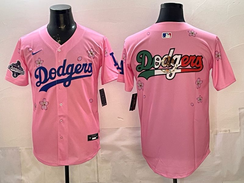 Men Nike 2026 Los Angeles Dodgers Blank Pink Sakura Edition Game MLB Jersey 007